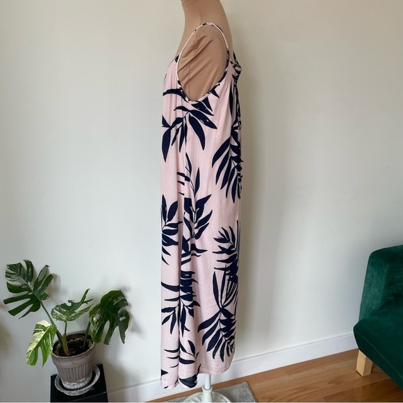 Michael Stars Tickle Pink Palm Frond Print Viscose Midi Paradiso Sundress EUC S - Picture 3 of 9